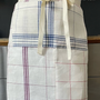 Kitchen linens - Patchwork multiline apron, 100% linen natural base - ENSEMBLE