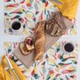 Linge de table textile - Serviette de table (par 2) 100% lin - 45x45cm - Motif ARRASTA PÉ couleur jaune ABACAXI - SABIÁ DESIGN