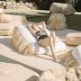 Deck chairs - White sun lounger with raffia fringes - MX HOME