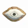 Cushions - White Greek eye cushion with raffia fringes - MX HOME