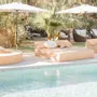 Beds - 2 seater sun lounger bed with raffia effect - MX HOME