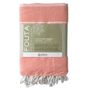 Bath towels - ORGANIC COTTON TOWEL - HAMMAM COLLECTION - WHITE & CORAL COLOR - KARAWAN AUTHENTIC