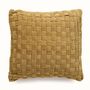 Fabric cushions - Checked Hand Woven Velvet Square Cushion, 18x18 - CASA AMAROSA
