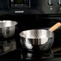 Saucepans  - Japanese stainless steel pans, hammered with two spouts - Yukihira/YOSHIKAWA collection - ABINGPLUS
