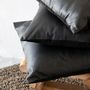 Cushions - The Four Panel Leather Cushion Cover - Black - 40x40 - BAZAR BIZAR LIVING