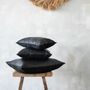 Cushions - The Four Panel Leather Cushion Cover - Black - 60x60 - BAZAR BIZAR LIVING