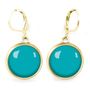Jewelry - Dangling earrings surgical stainless steel Queen Size Flash Gold - Turquoise - LES JOLIES D'EMILIE