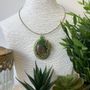 Jewelry - Green jasper pendant, beaded - ANNA KRONIQ