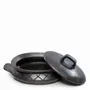 Platter and bowls - The Burned Oval Pot With Pattern and side handles - Black - BAZAR BIZAR LIVING