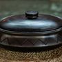 Platter and bowls - The Burned Oval Pot With Pattern - Black - BAZAR BIZAR LIVING