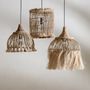 Hanging lights - The Abaca Lotus Pendant - Natural - M - BAZAR BIZAR LIVING