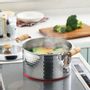 Casseroles - Marmite de 22 cm en acier inoxydable, martelée avec son couvercle - collection Yukihira / YOSHIKAWA - ABINGPLUS