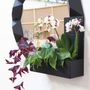 Mirrors - Round natural slate mirror with 1 planter - LE TRÈFLE BLEU