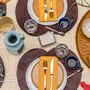 Table linen - Nappe de table 100%lin Motif ARRASTA PÉ couleur JAUNE - SABIÁ DESIGN