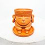Pottery - Muisca Man Face Terracotta Pot D7 H8 - COLOMBIAN BOHO