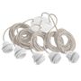 Hanging lights - Hang-5 Suspension French Linen Ceiling Lamp - 5 Wire 2.50m - White Headlamp and Socket - HOOPZÏ