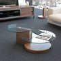 Coffee tables - Walnut glass round top coffee table - ANGEL CERDÁ