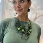 Gifts - Big green pearl cloud necklace with green beads - SAMUEL CORAUX