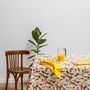 Table linen - Serviette de table (par 2) 100% lin - 45x45cm - Motif ARRASTA PÉ couleur jaune ABACAXI - SABIÁ DESIGN