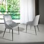 Chairs - Chair upholstered in eco-leather, fabric and black steel legs - ANGEL CERDÁ