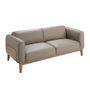 Sofas - 3 seater upholstered leather sofa with walnut details - ANGEL CERDÁ