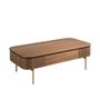Coffee tables - Rectangular coffee table in walnut and golden steel - ANGEL CERDÁ