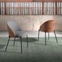 Chairs - Upholstered fabric chair with walnut backrest - ANGEL CERDÁ