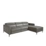 Sofas - Chaise longue sofa in dark grey leather with relax mechanism - ANGEL CERDÁ