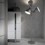 Floor lamps - Floor lamp with three grey steel lampshades and bronze details - ANGEL CERDÁ