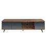 Sideboards - TV stand with walnut and black mirror effect glass - ANGEL CERDÁ