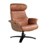 Armchairs - Swivel armchair upholstered in camel cowhide leather - ANGEL CERDÁ