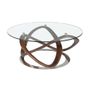 Coffee tables - Round coffee table tempered glass and walnut - ANGEL CERDÁ