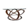 Coffee tables - Round coffee table tempered glass and walnut - ANGEL CERDÁ