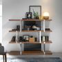 Shelves - Walnut shelf black glass dividers - ANGEL CERDÁ