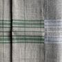 Table linen - Patchwork multiline tablecloth, 100% linen natural base - ENSEMBLE
