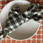 Serviettes - Serviette de table vichy, verte et chocolat, 100% polyester - ENSEMBLE