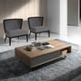 Coffee tables - Coffee table walnut and mirror effect black tempered glass - ANGEL CERDÁ