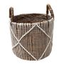 Caskets and boxes - Set of 3 assorted baskets in Abaca and white macrame (Bali) SPAMB3 - BALINAISA