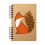 Stationery - Sustainable wooden notebook - recycled paper - A5 size - Lined paper - LITTLE FIRE (fox) - KOMONI AMSTERDAM