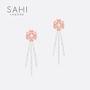 Gifts - SAHI GOLD ENAMELED CAMELLIA BEAR DANGLING EARRINGS - SAHI LONDON