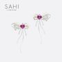 Jewelry - SAHI LOVE HEART ENAMELLED BOW PENDANT EARRINGS - SAHI LONDON