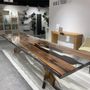 Dining Tables - Walnut river table with mikado foot - MEUBLES THOURET