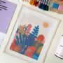 Décorations florales - Jardin de la Joie | Kit de broderie petit point tapisserie | DIY broderie moderne - UNWIND STUDIO