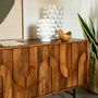 Sideboards - Ojika 4-Door Natural Wood Bar Cabinet - ATHEZZA - AT GROUPE