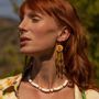 Jewelry - Yellow dandelion pendant earrings with green drops - Poésie - NACH