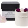 Candles - FOREVER - A RAW ROSE QUARTZ CRYSTAL INFUSED SCENTED TINY WHITE CERAMIC CANDLE 250ML - LOVE & STONES