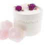 Candles - FOREVER - A RAW ROSE QUARTZ CRYSTAL INFUSED SCENTED TINY WHITE CERAMIC CANDLE 250ML - LOVE & STONES