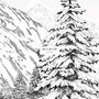Papiers peints - Papier peint panoramique noir et blanc, paysage de montagnes enneigées - LA TOUCHE ORIGINALE