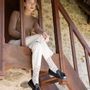 Chaussettes - Les Mésanges écru - taupe - MAISON BROUSSAUD