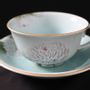 Tea and coffee accessories - Celadon Chrysanthemum, Cup & Saucer - YUKO KIKUCHI